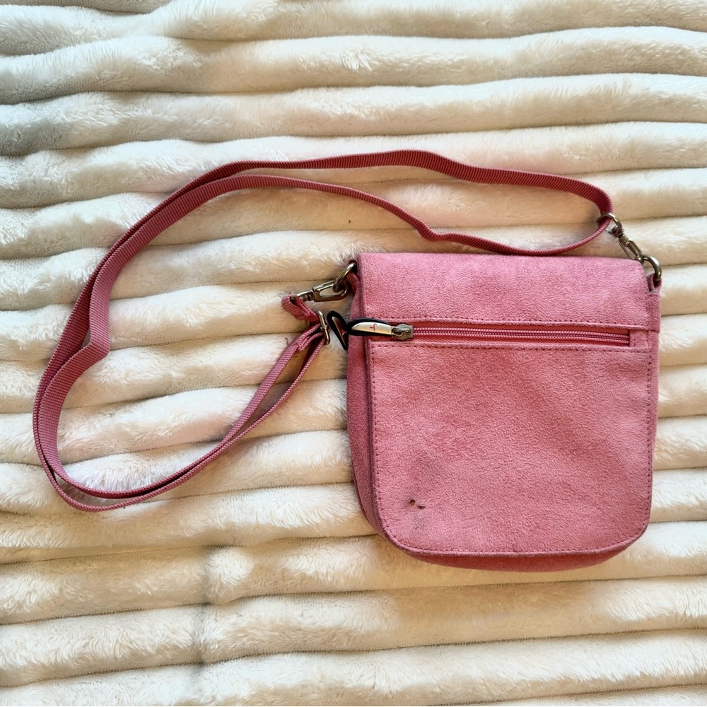 Travelon Pink Micro Suede Organizer Crossbody Shoulder Bag